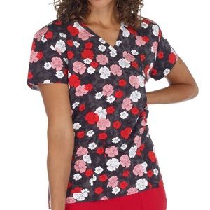 NWT Women’s Large Floral Scrubfinity Basix Scrub Top